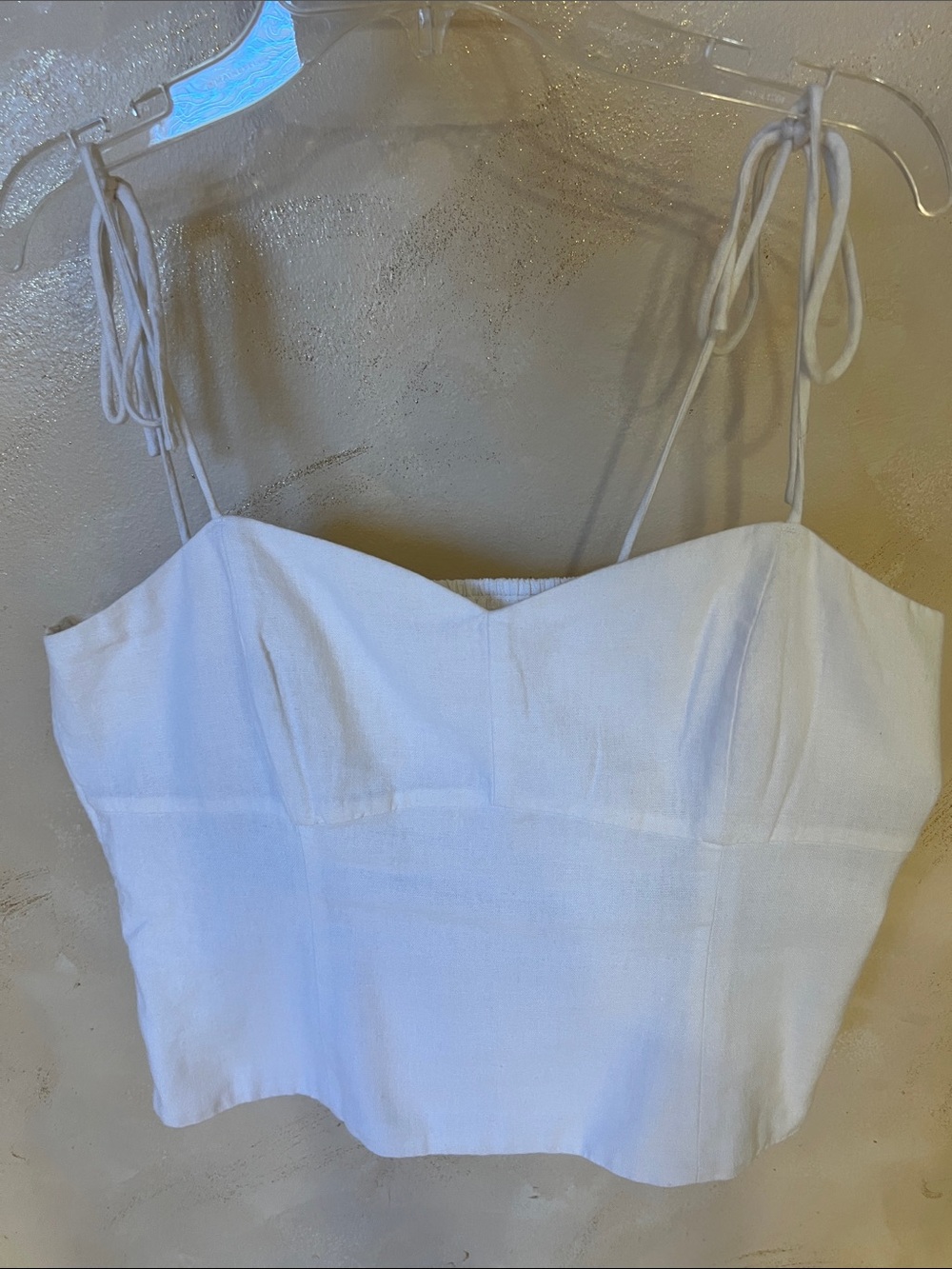 White Tie-Shoulder Bustier Crop Top